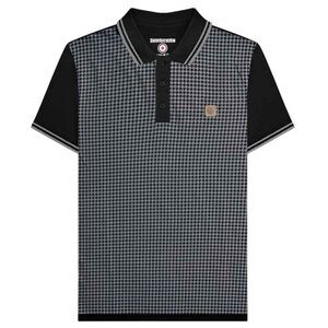 Lambretta Mens Houndstooth Big & Tall Polo Shirt / Black/Iron